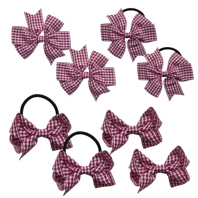 Arc de păr în carouri dulci Benzi elastice pentru păr Set de agrafe de aligator Panglică de vichy Rotiță pentru fete Copii Copii 8 buc/lot