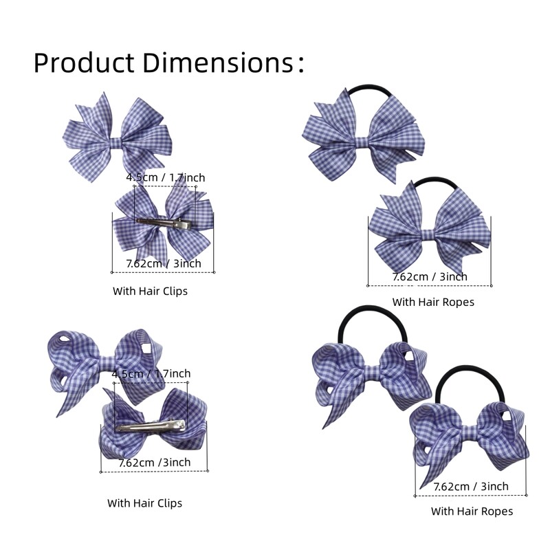Arc de păr în carouri dulci Benzi elastice pentru păr Set de agrafe de aligator Panglică de vichy Rotiță pentru fete Copii Copii 8 buc/lot
