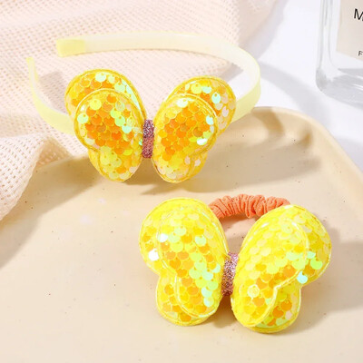 2/3 db flitter Pillangó masni Hajpántok lányoknak Hajkötő szett Gyöngy pattintható kapcsok Fejpánt Gyerek fejfedők Ajándékok Hajkiegészítők