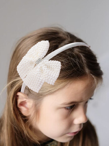 Boutique Pearl Bows Headband Λευκό Rhinestone Hairband για κορίτσια Παιδιά Απλή μόδα στεφάνι μαλλιών Παιδικά αξεσουάρ μαλλιών Δώρα