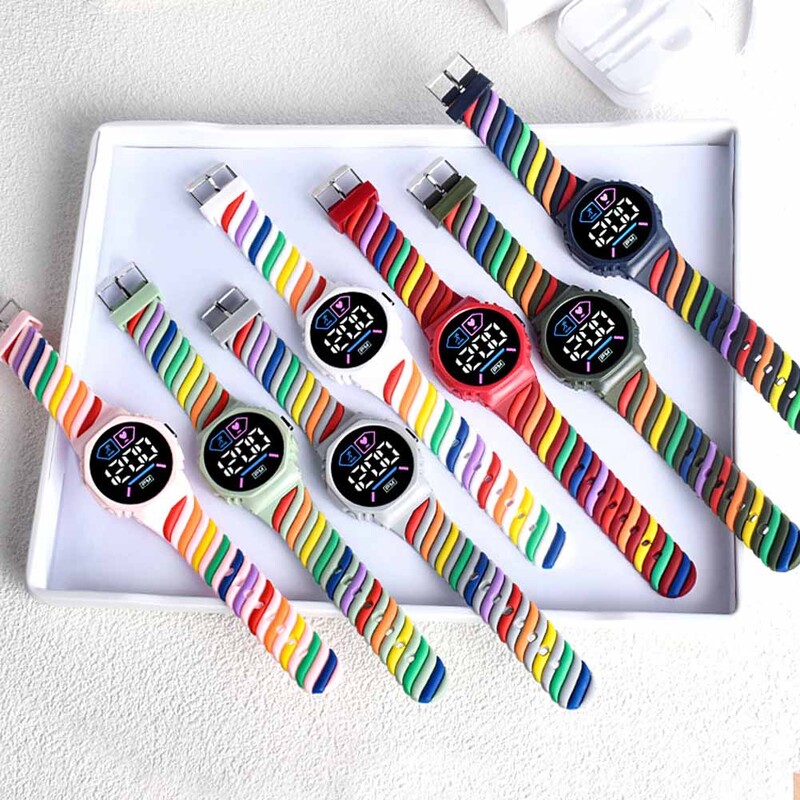 Dječji dječji sat LED digitalni ručni sat za dječake Djevojčice Vodootporni silikonski Rainbow Dječji studentski sportski elektronički satovi