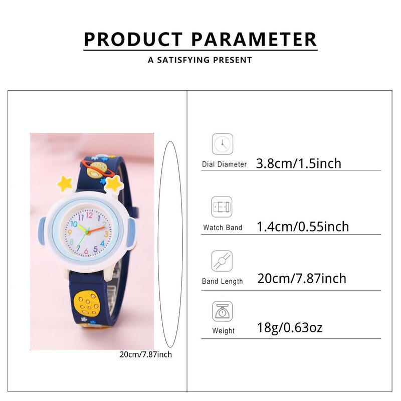 Ceas cu planetă 3D, desen animat pentru copii cu 12 astronauți digitali