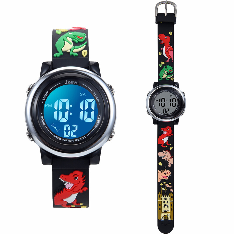 Detské elektronické svietiace hodinky s LED roztomilým kresleným dinosaurom, vodotesné, pre chlapcov, študentské hodiny, darček na Deň detí, Reloj C09