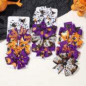 4 ks/sada módnych halloweenskych sponiek do vlasov s mašľou pre dievčatá, sponky do vlasov s potlačou tekvice, párty doplnky do vlasov pre deti, detské dekorácie do vlasov, darček