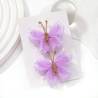 2db/szett Pillangós hajcsat színátmenetes bolyhos hajtűk arany színű Aranyos géz fejfedők Lányok Gyerek Haj Kiegészítők Ajándék