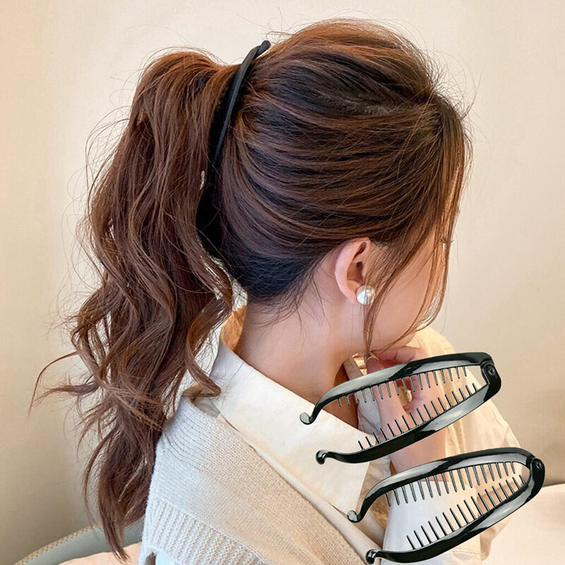 Divatos hal formájú hajkörmös egyszínű egyszerű banános hajcsatok női lányoknak hullámos fésűk hajtűk fonott bilincsek