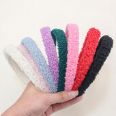 1vnt Moteriškos vilnos plaukų juostelės Madingos šiltos vienspalvės plaukų lankeliai Merginoms Paprasti pūkuoti korėjietiško stiliaus galvos apdangalai žieminiai plaukų priedai