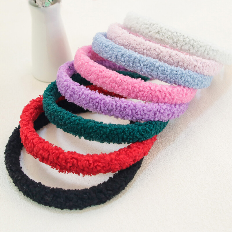 1vnt Moteriškos vilnos plaukų juostelės Madingos šiltos vienspalvės plaukų lankeliai Merginoms Paprasti pūkuoti korėjietiško stiliaus galvos apdangalai žieminiai plaukų priedai