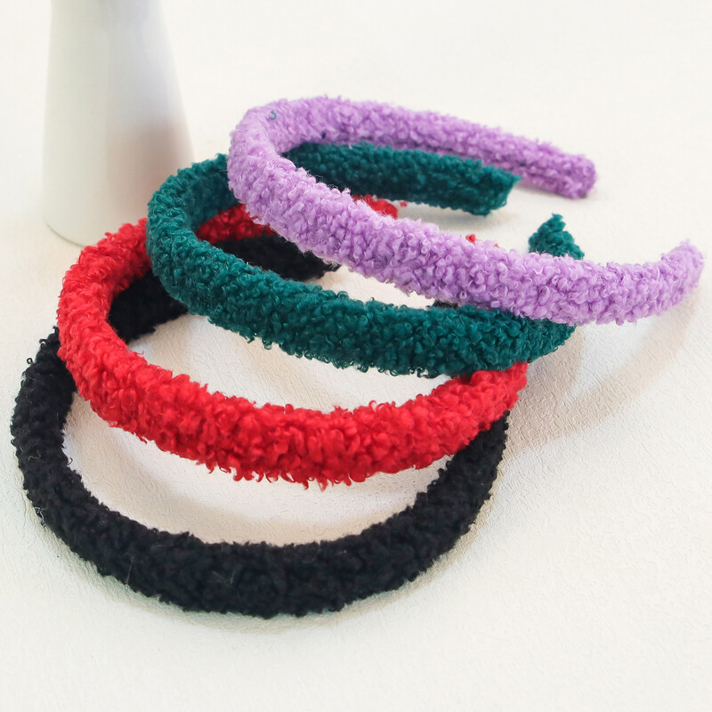 1vnt Moteriškos vilnos plaukų juostelės Madingos šiltos vienspalvės plaukų lankeliai Merginoms Paprasti pūkuoti korėjietiško stiliaus galvos apdangalai žieminiai plaukų priedai