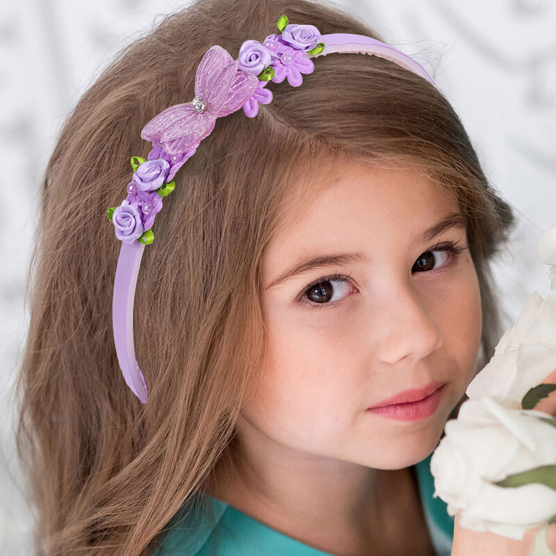 Aranyos pillangós hajpánt gyerekeknek hercegnős fejpánt fejfedők butik szatén virágok gyöngyházas haj kiegészítők fejpánt lányoknak