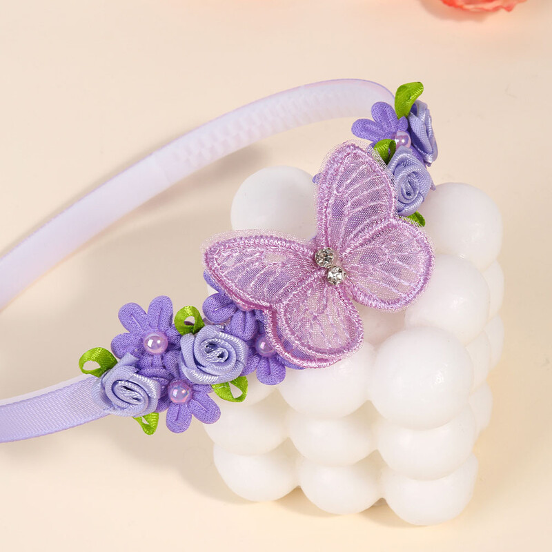 Aranyos pillangós hajpánt gyerekeknek hercegnős fejpánt fejfedők butik szatén virágok gyöngyházas haj kiegészítők fejpánt lányoknak