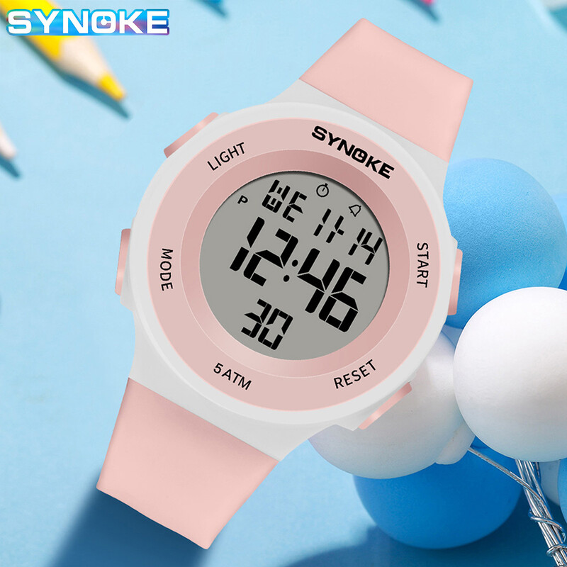 SYNOKE skaitmeniniai laikrodžiai vaikiški sportiniai šviečiantys daugiafunkciai, vandeniui atsparūs Chrono rankiniai laikrodžiai, madingi mergaitėms, mokiniams, nauji