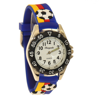 Új Gyermek fiúk 3D Cool Foci Szilikon Szíjas Órák Diákok Gyerek Sport Vízálló Kvarc Karóra Karácsonyi Ajándékok