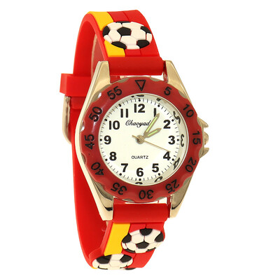 Új Gyermek fiúk 3D Cool Foci Szilikon Szíjas Órák Diákok Gyerek Sport Vízálló Kvarc Karóra Karácsonyi Ajándékok