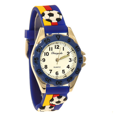 Új Gyermek fiúk 3D Cool Foci Szilikon Szíjas Órák Diákok Gyerek Sport Vízálló Kvarc Karóra Karácsonyi Ajándékok