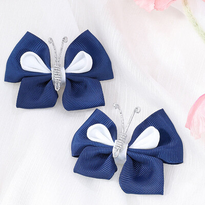 2 vnt. Mieli drugelių plaukų segtukai vaikams Rankų darbo dviejų spalvų juostelės, lanksčios plaukų segtukai Solidūs princesės galvos apdangalai plaukų priedai