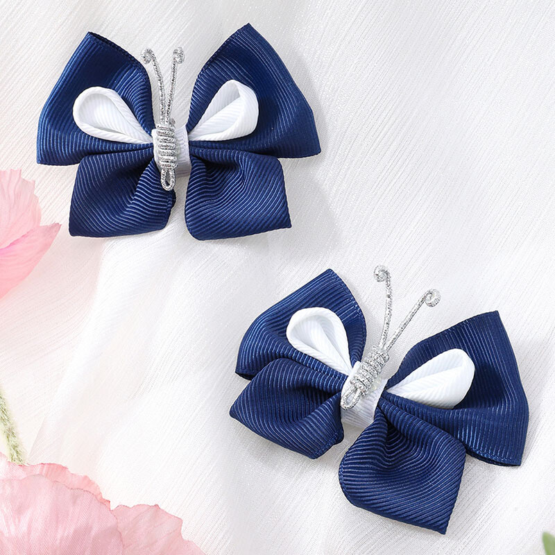 2 vnt. Mieli drugelių plaukų segtukai vaikams Rankų darbo dviejų spalvų juostelės, lanksčios plaukų segtukai Solidūs princesės galvos apdangalai plaukų priedai