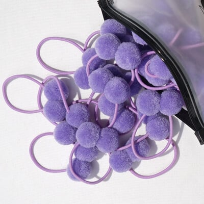 20 bucăți 1,4" minge de blană dublă și solidă, cu frânghie elastică, bandă lucrată manual pentru copii, fete, accesorii de păr