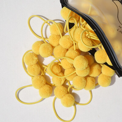 20 bucăți 1,4" minge de blană dublă și solidă, cu frânghie elastică, bandă lucrată manual pentru copii, fete, accesorii de păr