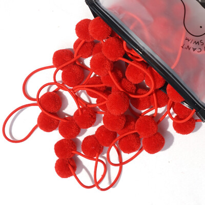 20 bucăți 1,4" minge de blană dublă și solidă, cu frânghie elastică, bandă lucrată manual pentru copii, fete, accesorii de păr