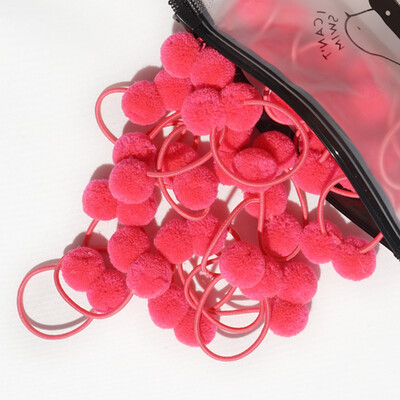 20 bucăți 1,4" minge de blană dublă și solidă, cu frânghie elastică, bandă lucrată manual pentru copii, fete, accesorii de păr
