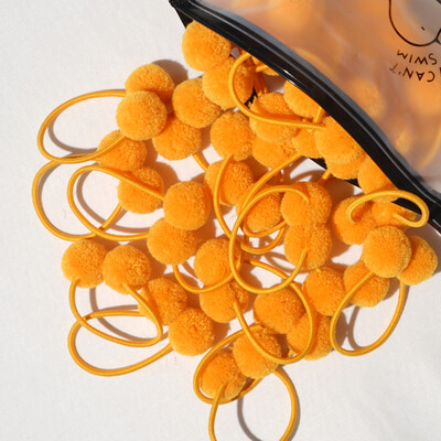 20 bucăți 1,4" minge de blană dublă și solidă, cu frânghie elastică, bandă lucrată manual pentru copii, fete, accesorii de păr