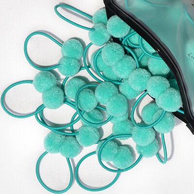 20 bucăți 1,4" minge de blană dublă și solidă, cu frânghie elastică, bandă lucrată manual pentru copii, fete, accesorii de păr