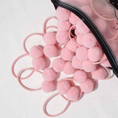 20 bucăți 1,4" minge de blană dublă și solidă, cu frânghie elastică, bandă lucrată manual pentru copii, fete, accesorii de păr