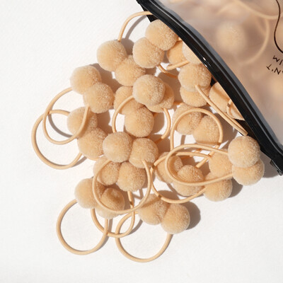 20 bucăți 1,4" minge de blană dublă și solidă, cu frânghie elastică, bandă lucrată manual pentru copii, fete, accesorii de păr