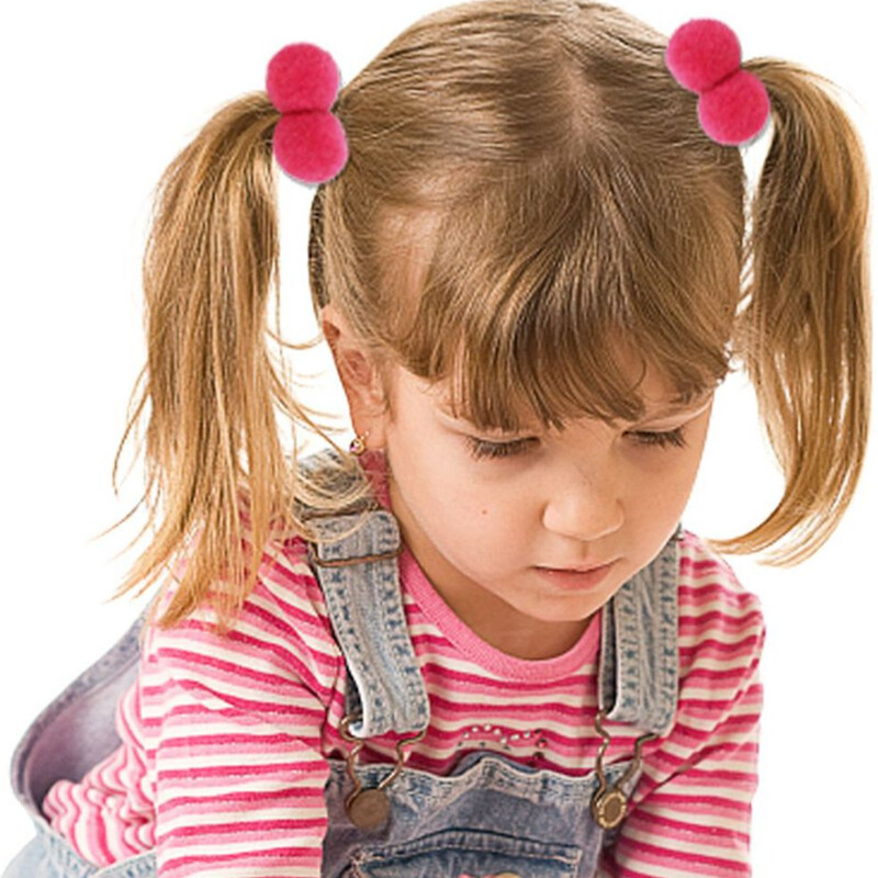 20 bucăți 1,4" minge de blană dublă și solidă, cu frânghie elastică, bandă lucrată manual pentru copii, fete, accesorii de păr