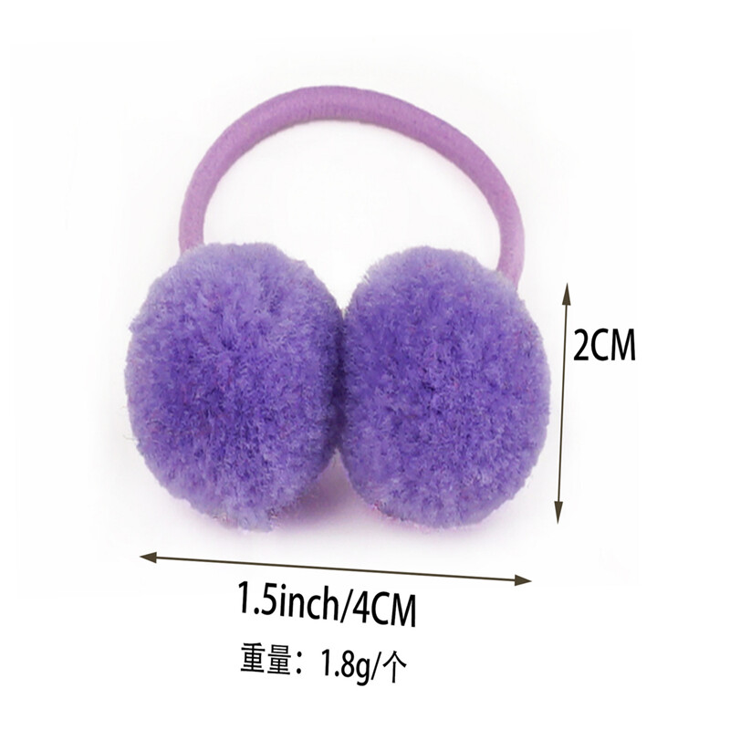 20 bucăți 1,4" minge de blană dublă și solidă, cu frânghie elastică, bandă lucrată manual pentru copii, fete, accesorii de păr