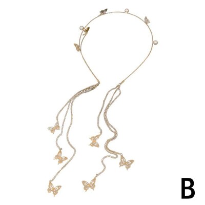 Accesorii pentru păr cu strasuri Bentiță de perle de cristal Tochină pentru cap Bentiță de fluture Cerc de păr pentru femeie Tiara pentru bentita pentru fete