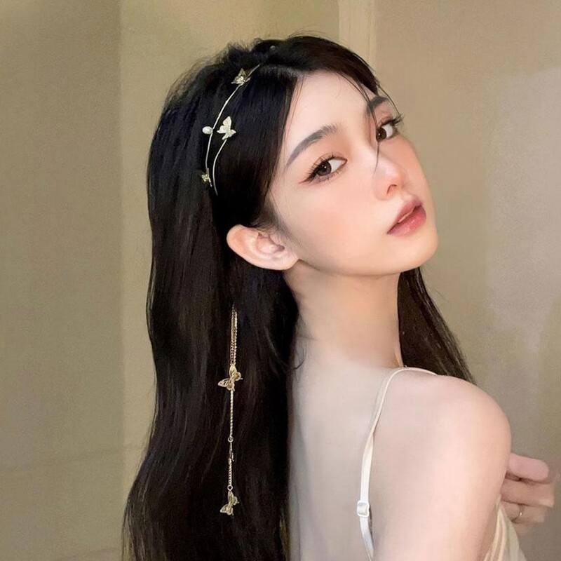 Accesorii pentru păr cu strasuri Bentiță de perle de cristal Tochină pentru cap Bentiță de fluture Cerc de păr pentru femeie Tiara pentru bentita pentru fete