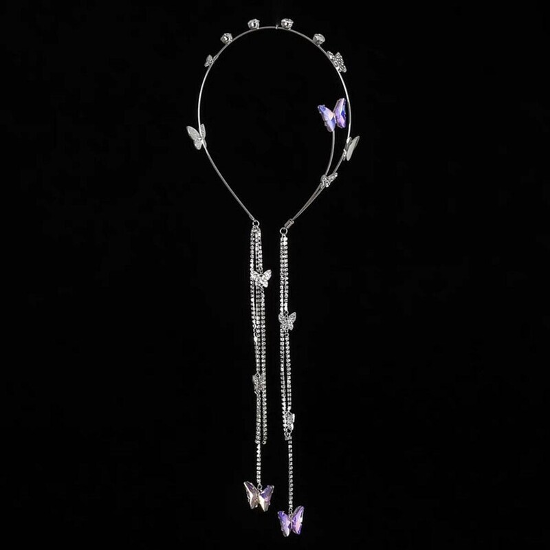 Accesorii pentru păr cu strasuri Bentiță de perle de cristal Tochină pentru cap Bentiță de fluture Cerc de păr pentru femeie Tiara pentru bentita pentru fete