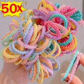50/5db színes virágos hajkötők lányok gyerekek elasztikus gumiszalag fejpánt Scrunchie édes kötél lófarok tartók kiegészítők