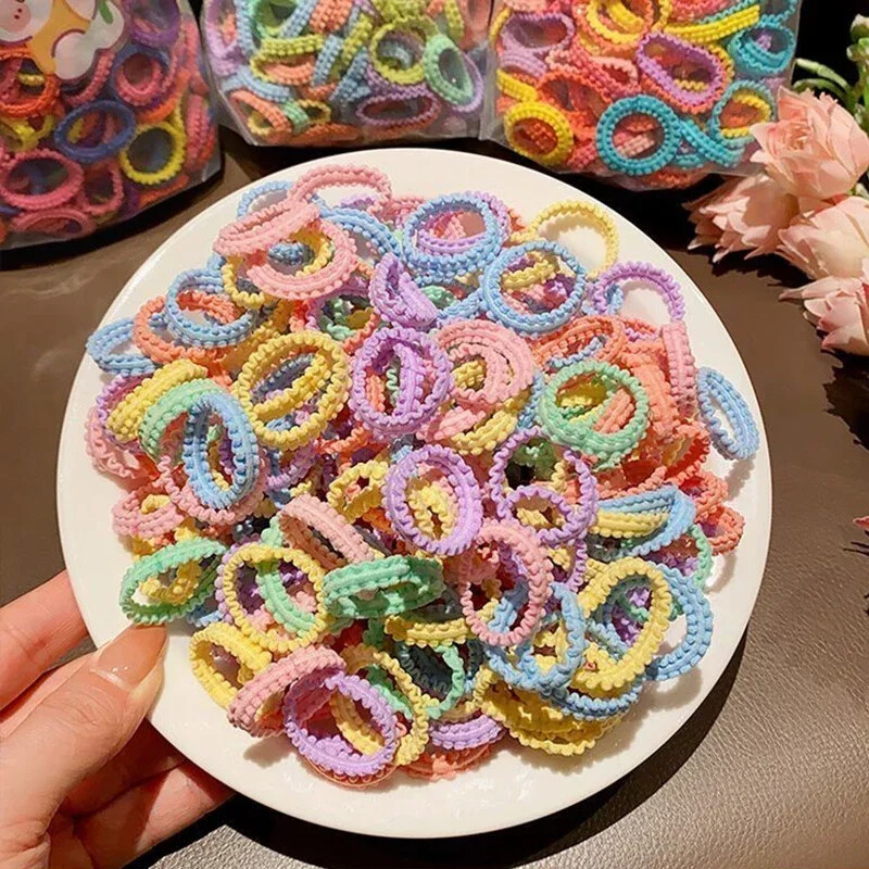 50/5db színes virágos hajkötők lányok gyerekek elasztikus gumiszalag fejpánt Scrunchie édes kötél lófarok tartók kiegészítők