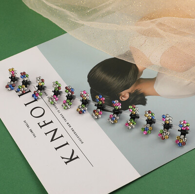 Set 10/20 bucăți cu flori de strasuri, mini gheare de păr pentru copii, agrafe dulci, accesorii de păr la modă pentru copii, agrafă drăguță de păr