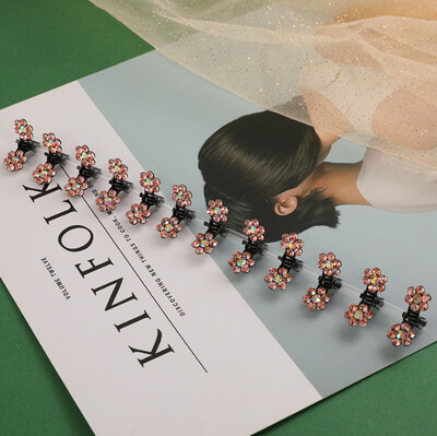 Set 10/20 bucăți cu flori de strasuri, mini gheare de păr pentru copii, agrafe dulci, accesorii de păr la modă pentru copii, agrafă drăguță de păr