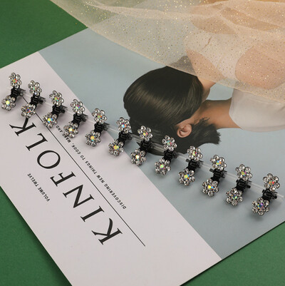 Set 10/20 bucăți cu flori de strasuri, mini gheare de păr pentru copii, agrafe dulci, accesorii de păr la modă pentru copii, agrafă drăguță de păr