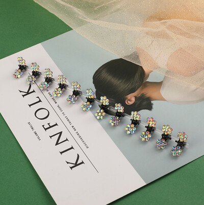 Set 10/20 bucăți cu flori de strasuri, mini gheare de păr pentru copii, agrafe dulci, accesorii de păr la modă pentru copii, agrafă drăguță de păr