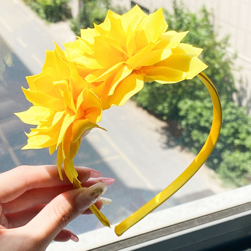 3,7 hüvelykes nagy virágos fejpánt gyerekeknek lányoknak tömör kézzel készített hajkarika Grosgrain szalagos hajkiegészítők ajándékok