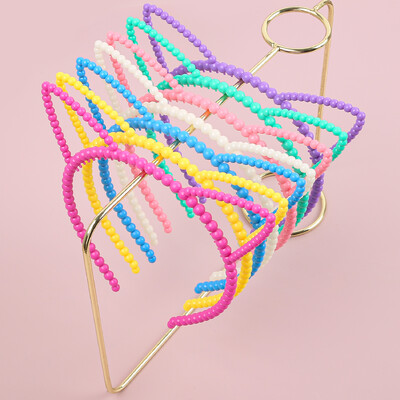 7 vnt. Mergaičių kačių ausų galvos juostelės Candy Color Kitty ausų galvos apdangalas plastikiniai dantys plaukų juostelės šeimos dekoravimui vakarėlio plaukų priedai