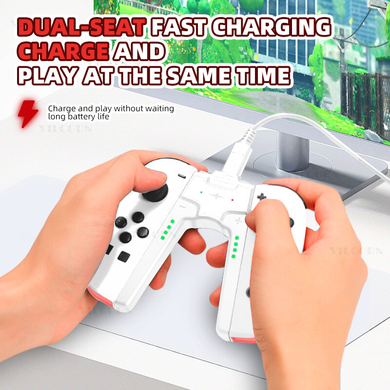 Joy 2 színes RGB fényhatású vibrációs motorok, hattengelyes giroszkóp játékfogantyú Gamepad vezérlő joystick kapcsolóhoz