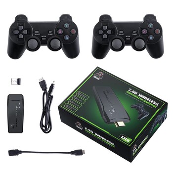 Конзола за видеоигри 2.4G двоен безжичен контролер Game Stick 4K 20000 игри 64 32GB Ретро игри за PS1/GBA Boy Коледен подарък