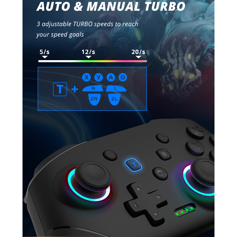 Belaidis valdymas, skirtas Nintendo Switch OLED Lite Android mobilusis telefonas USB laidinis kompiuteris Bluetooth žaidimų pulto valdiklis Game Pad Joystick