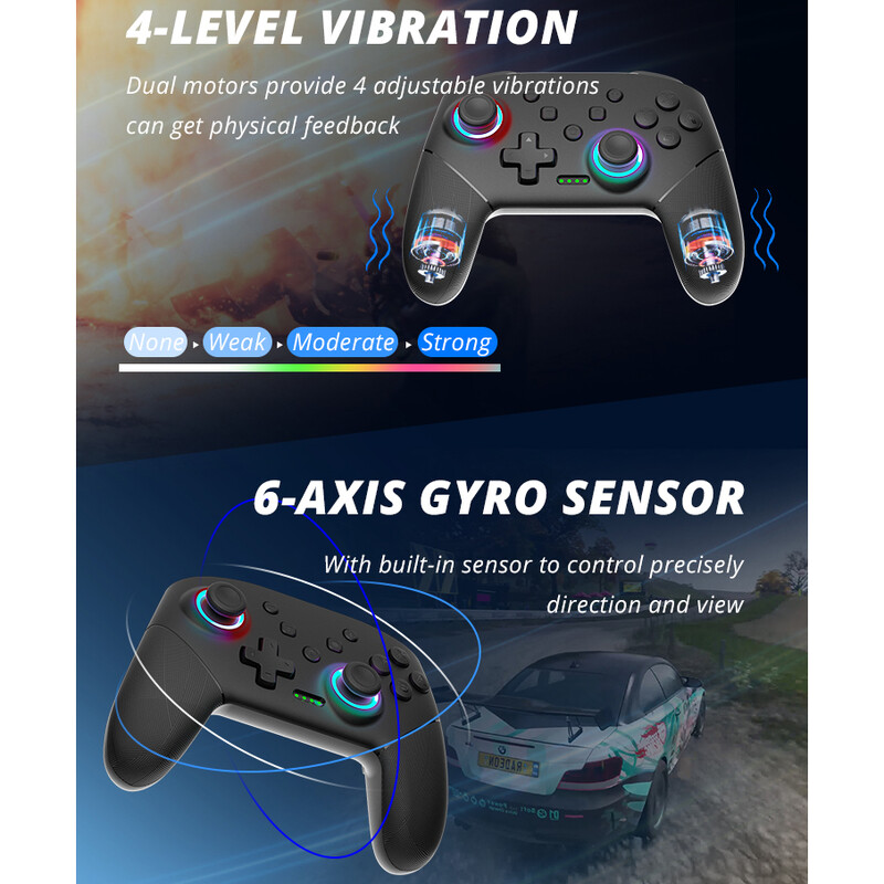 Belaidis valdymas, skirtas Nintendo Switch OLED Lite Android mobilusis telefonas USB laidinis kompiuteris Bluetooth žaidimų pulto valdiklis Game Pad Joystick