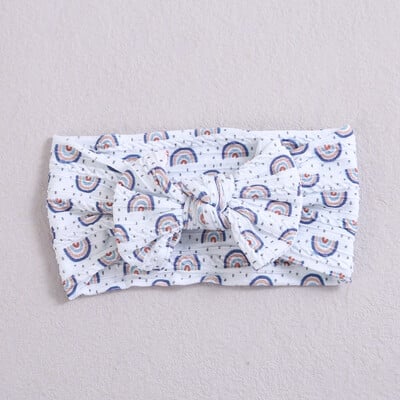 Čelenka s kvetinovou potlačou a mašľou pre bábätká, pletená široká nylonová turban, zábaly na hlavu, darček na detskú oslavu pre dievčatá