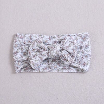 Čelenka s kvetinovou potlačou a mašľou pre bábätká, pletená široká nylonová turban, zábaly na hlavu, darček na detskú oslavu pre dievčatá