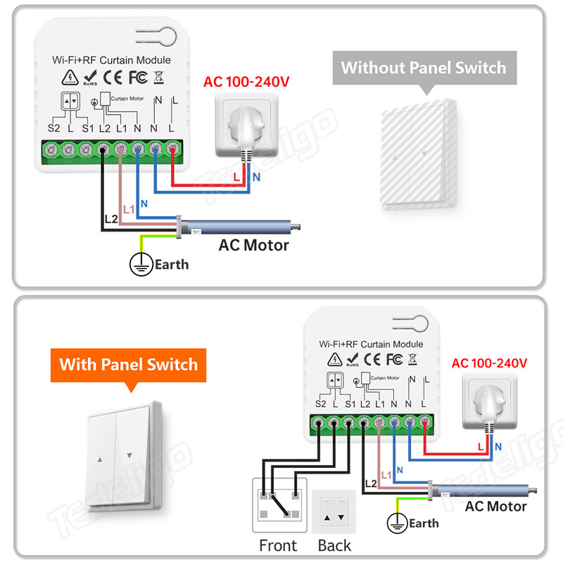 WiFi nutikas kardina lüliti elektriline rullava katiku uksekontroller Tuya App hääljuhtimine Alexa Alice 433 MHz kaugjuhtimispuldiga
