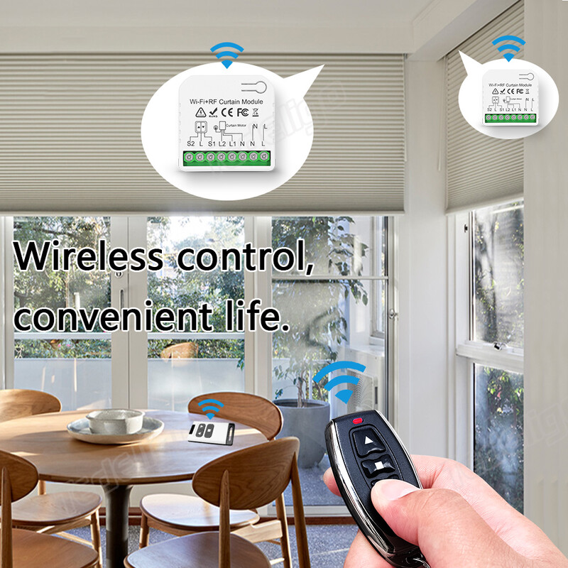 WiFi nutikas kardina lüliti elektriline rullava katiku uksekontroller Tuya App hääljuhtimine Alexa Alice 433 MHz kaugjuhtimispuldiga